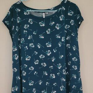 teal flower blouse